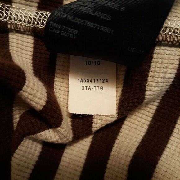 TOMMY HILFIGER Women's Cowl Neck Long Sleeve Shirt Brown/Beige Stripes Size Med - Picture 6 of 7
